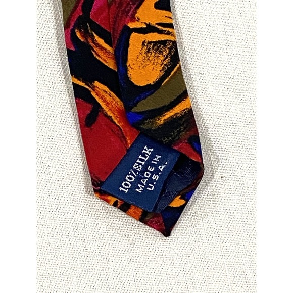 VTG Miles Davis 100% Silk Abstract Bright Color Art Neck Tie Made in USA - Picture 3 of 3